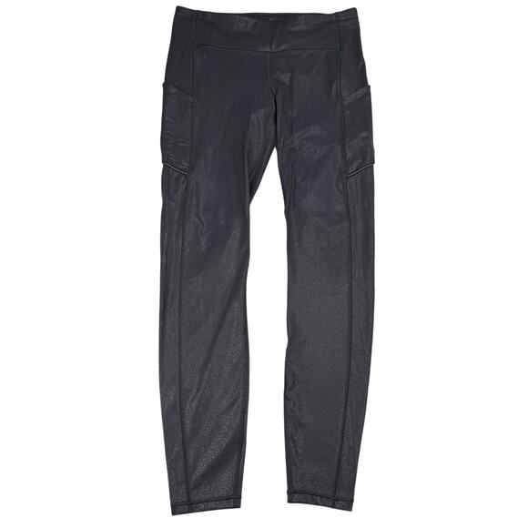 LULULEMON Speed Up Tight *Foil 28" Size 6 Luminosity Foil Print Black Black - Picture 6 of 8